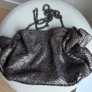 Anthropologie Bronze Clutch Bag with Optional Chain Shoulder Strap